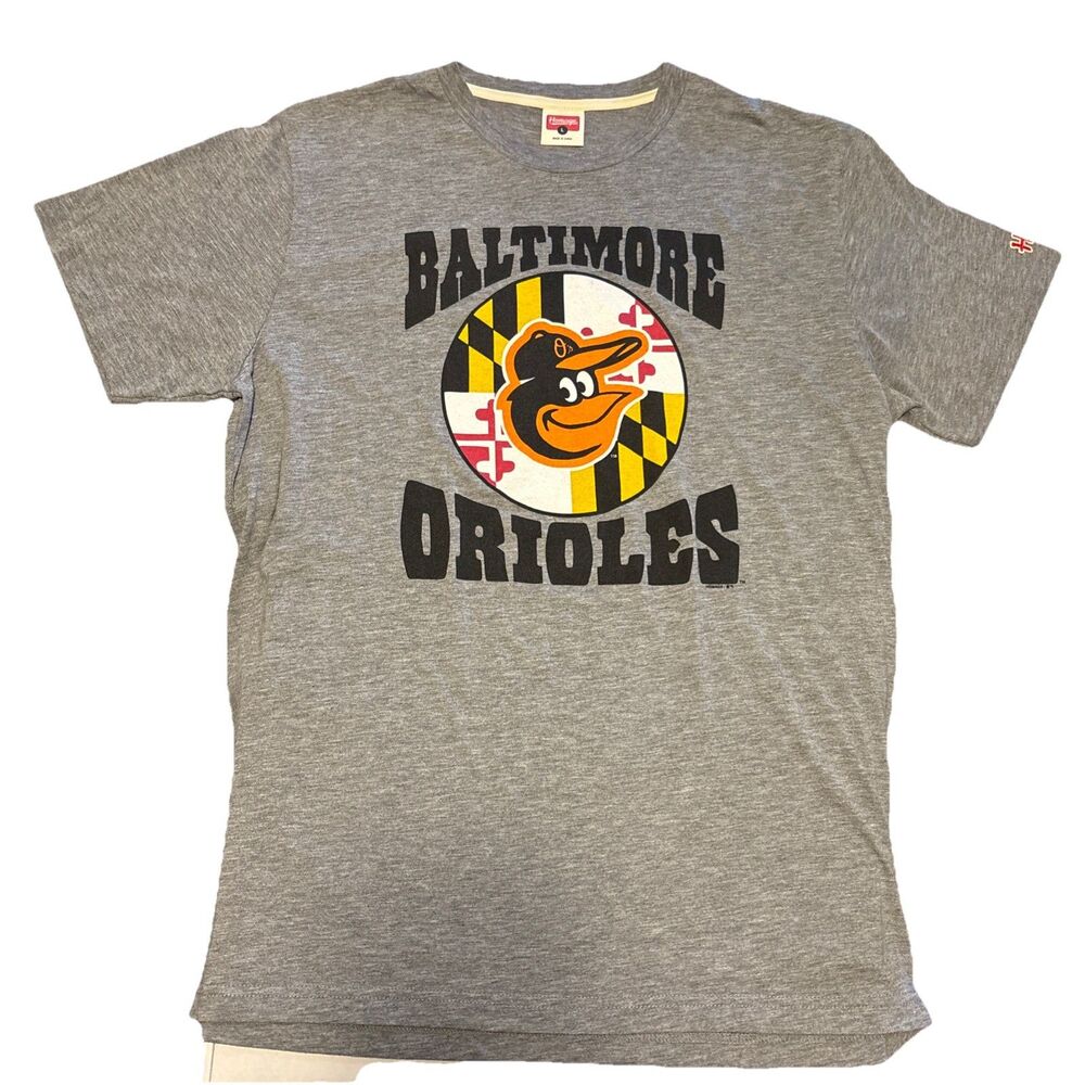 Baltimore Orioles Shirt Men's Large Gray Homage Short Sleeve MLB Baseball